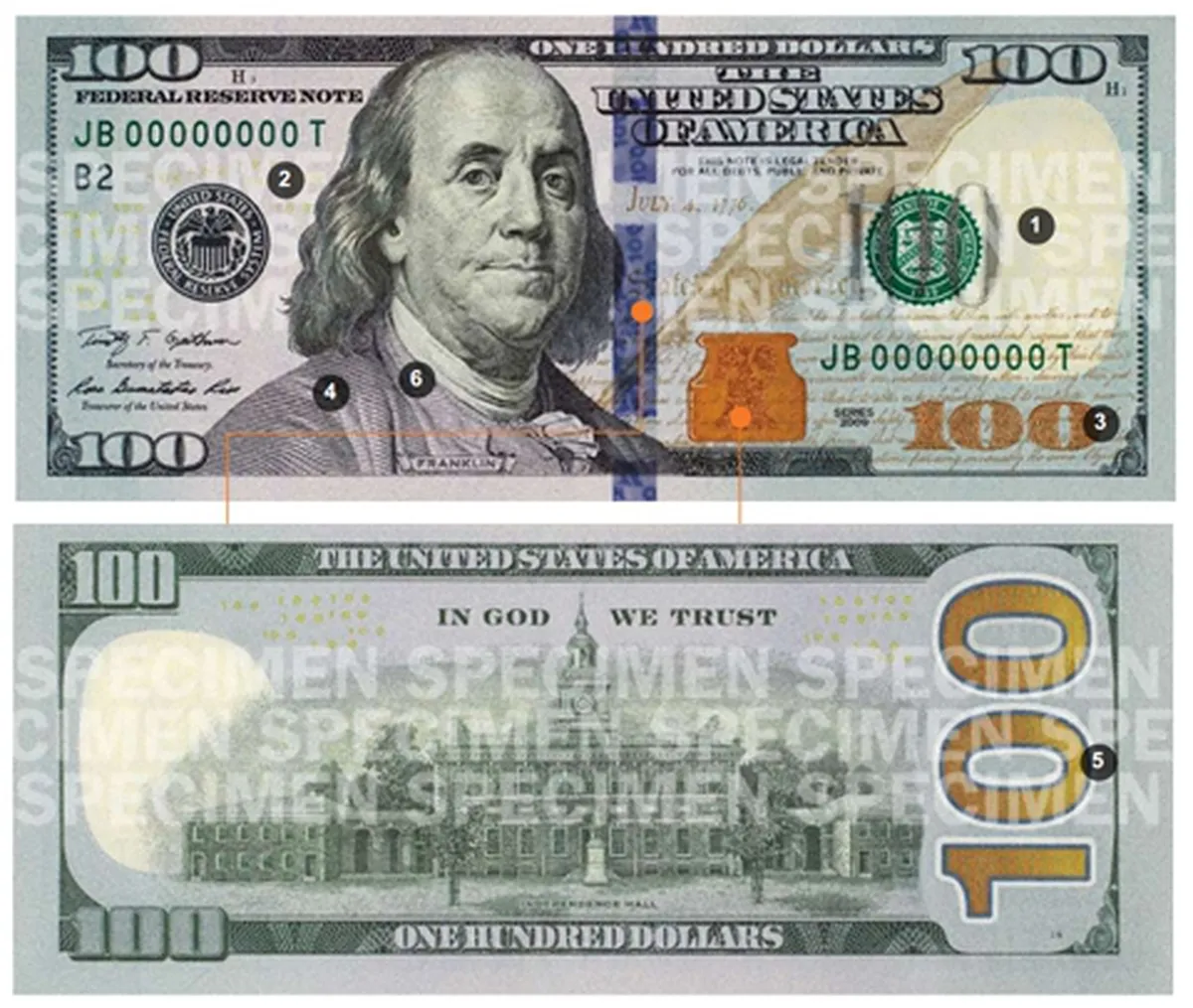 Mỹ lưu hành tờ 100 USD mới và những dấu hiệu nhận biết thật giả