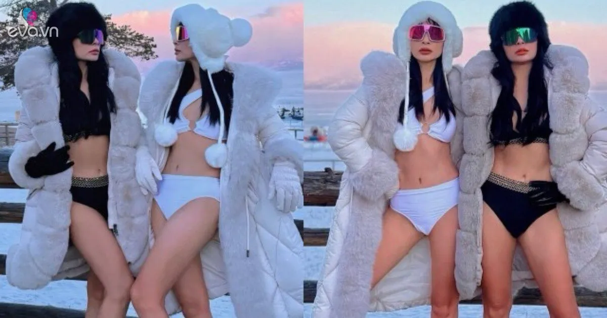 Chị em sinh đôi "trẻ mãi không già" diện bikini nhỏ xíu giữa trời tuyết, U50 khoe chân dài cực phẩm gây sốt cõi mạng